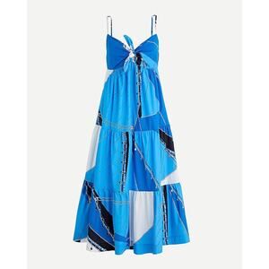 J. Crew Tie-Front Cotton Poplin Dress in Ratti Regatta Print